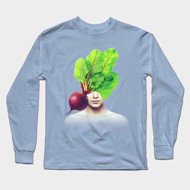 Beetroot head portrait Long Sleeve T-Shirt by reesea